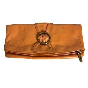 HOBO Orange Clutch with Gold Accent